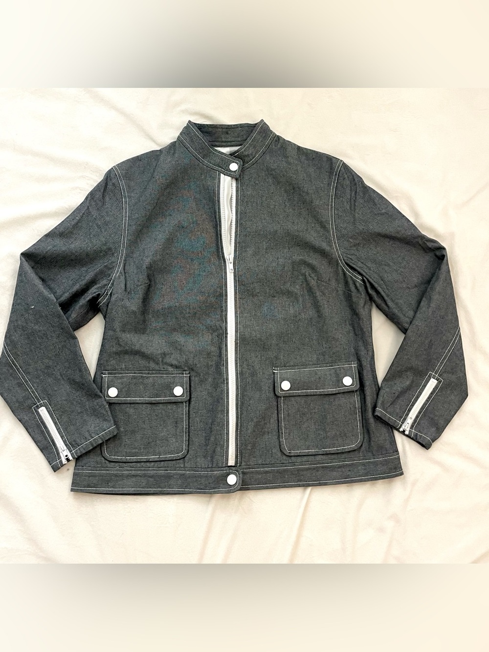 Jax Dark Gray Lightweight Zip-Front Shirt Jacket with Contrast Trim